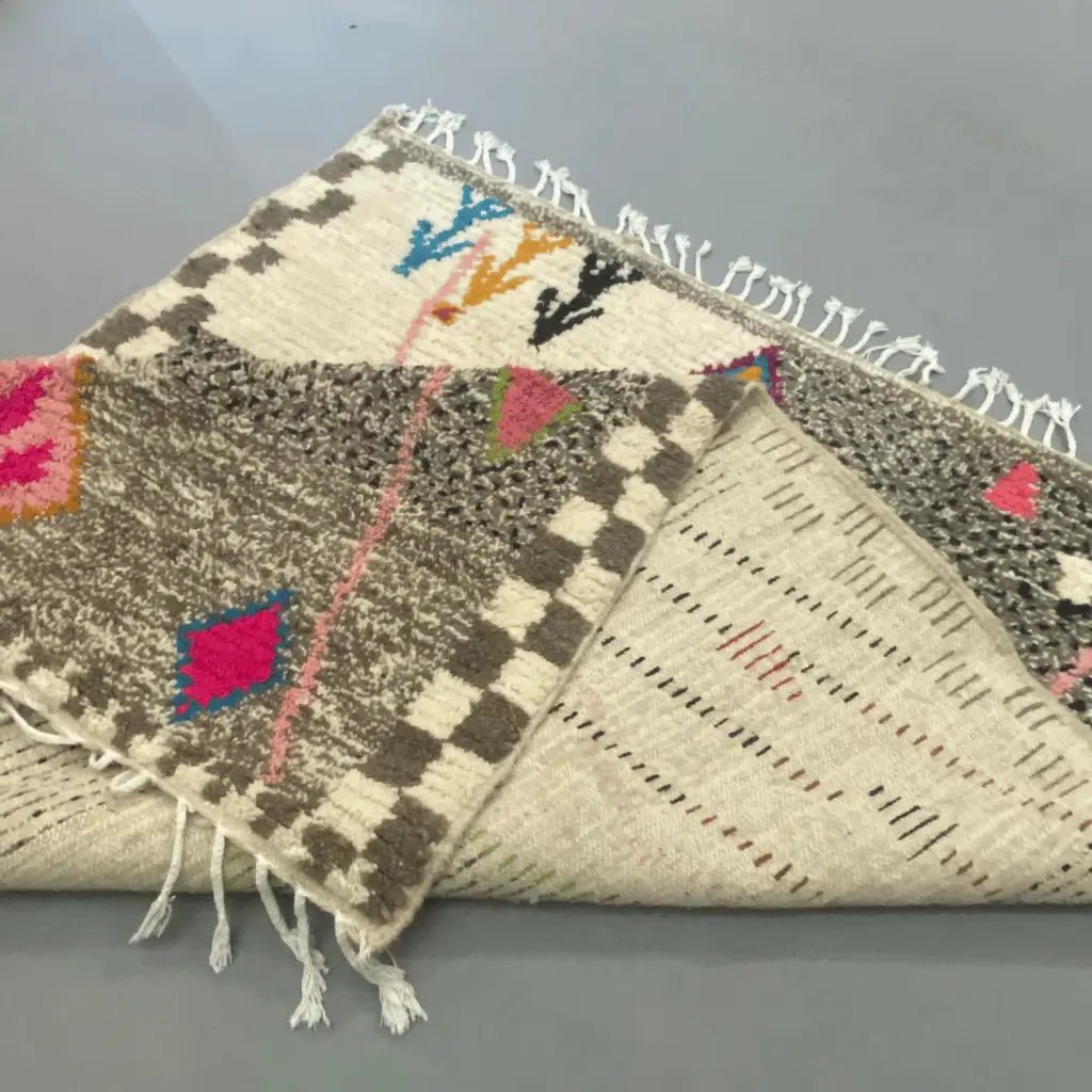 Grand tapis berbère coloré Beni Ouarain fait main en laine naturelle – Decoecoart