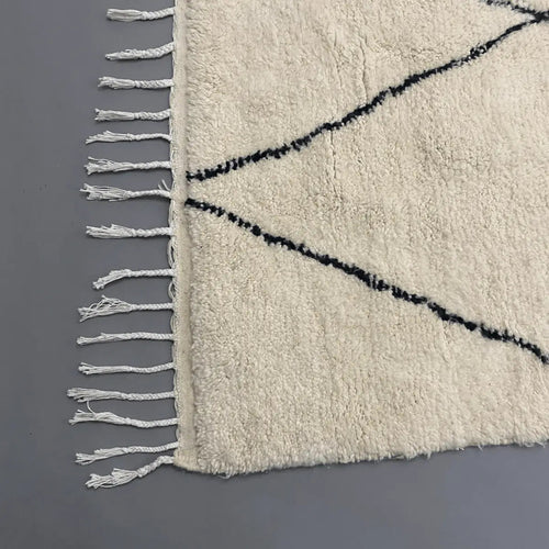 Tapis berbère grand format blanc 250×168 cm, artisanal en laine 100 %