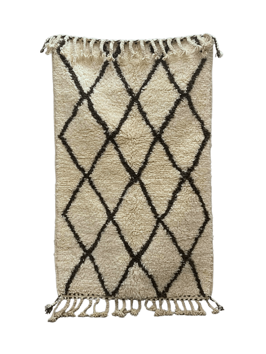 Tapis Beni Ouarain blanc 170x103 cm