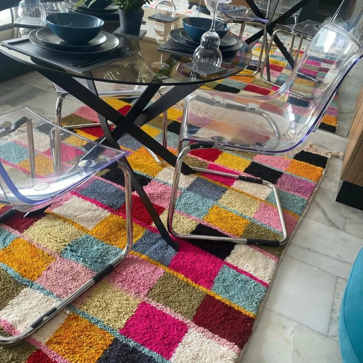 Tapis berbère - Tapis berbère coloré Beni Ouarain – Taille moyenne 200x150 cm - DECOECOART