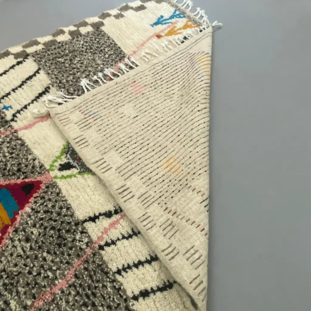 Grand tapis berbère coloré Beni Ouarain fait main en laine naturelle – Decoecoart