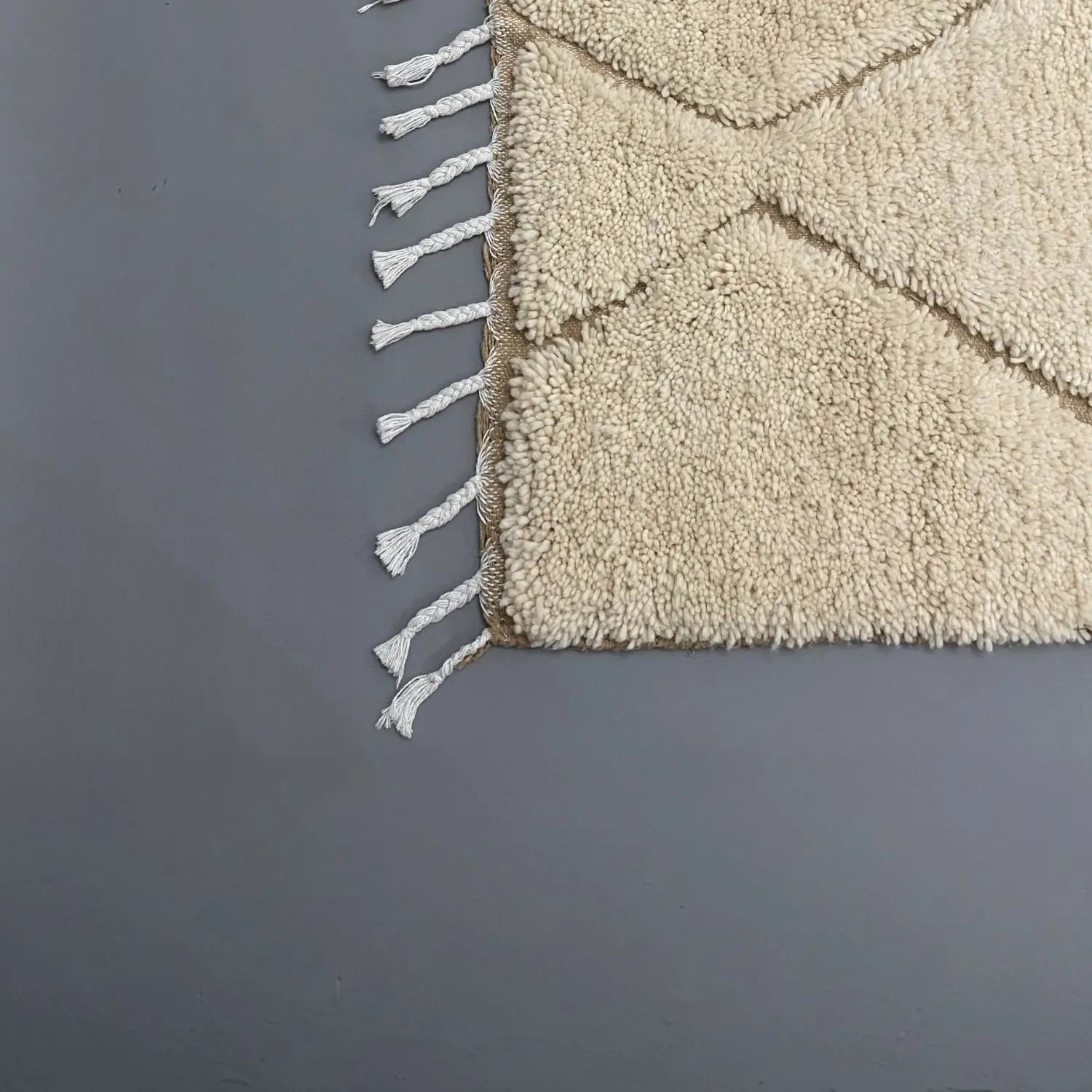 Grand tapis Beni Ouarain en laine naturelle, tissé main au Maroc, style berbère authentique – Decoecoart