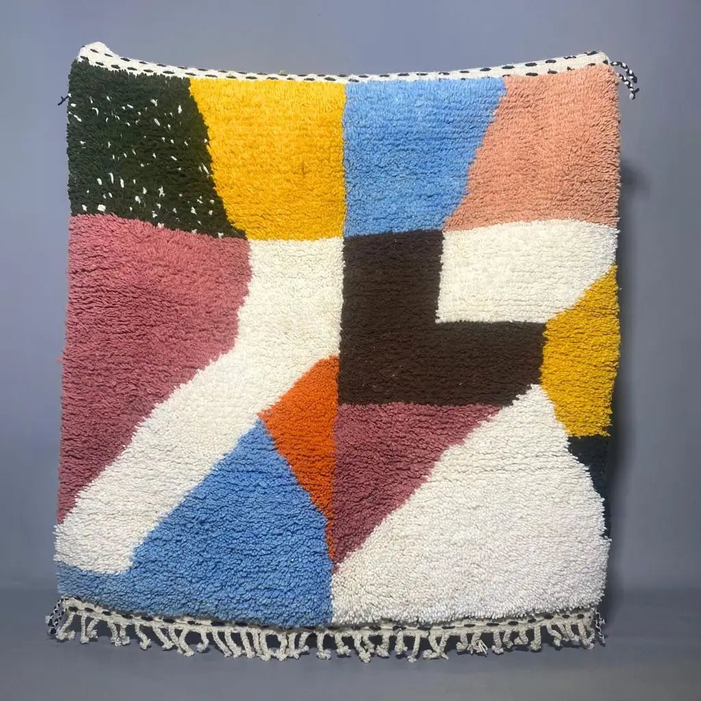 Tapis azilal coloré 144×144 cm