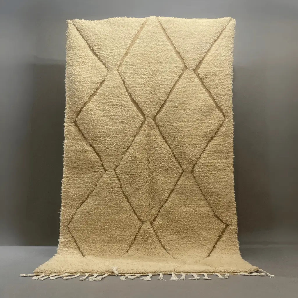 Grand tapis blanc 260×160 cm, tissé main en laine — vue complète