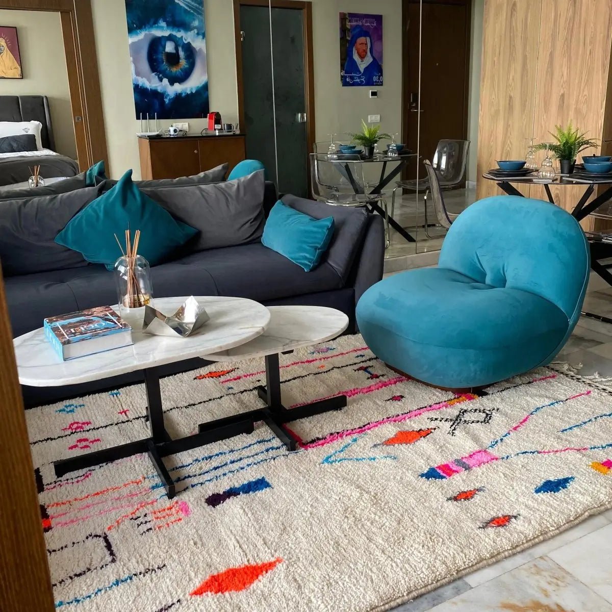 Tapis berbère Azilal grand format 250x150 cm – touche contemporaine et artisanat traditionnel marocain